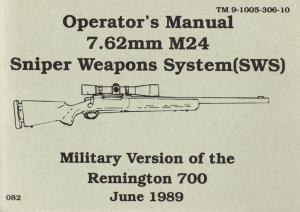 Operator's Manual 7.62mm M24 Sniper Weapons System